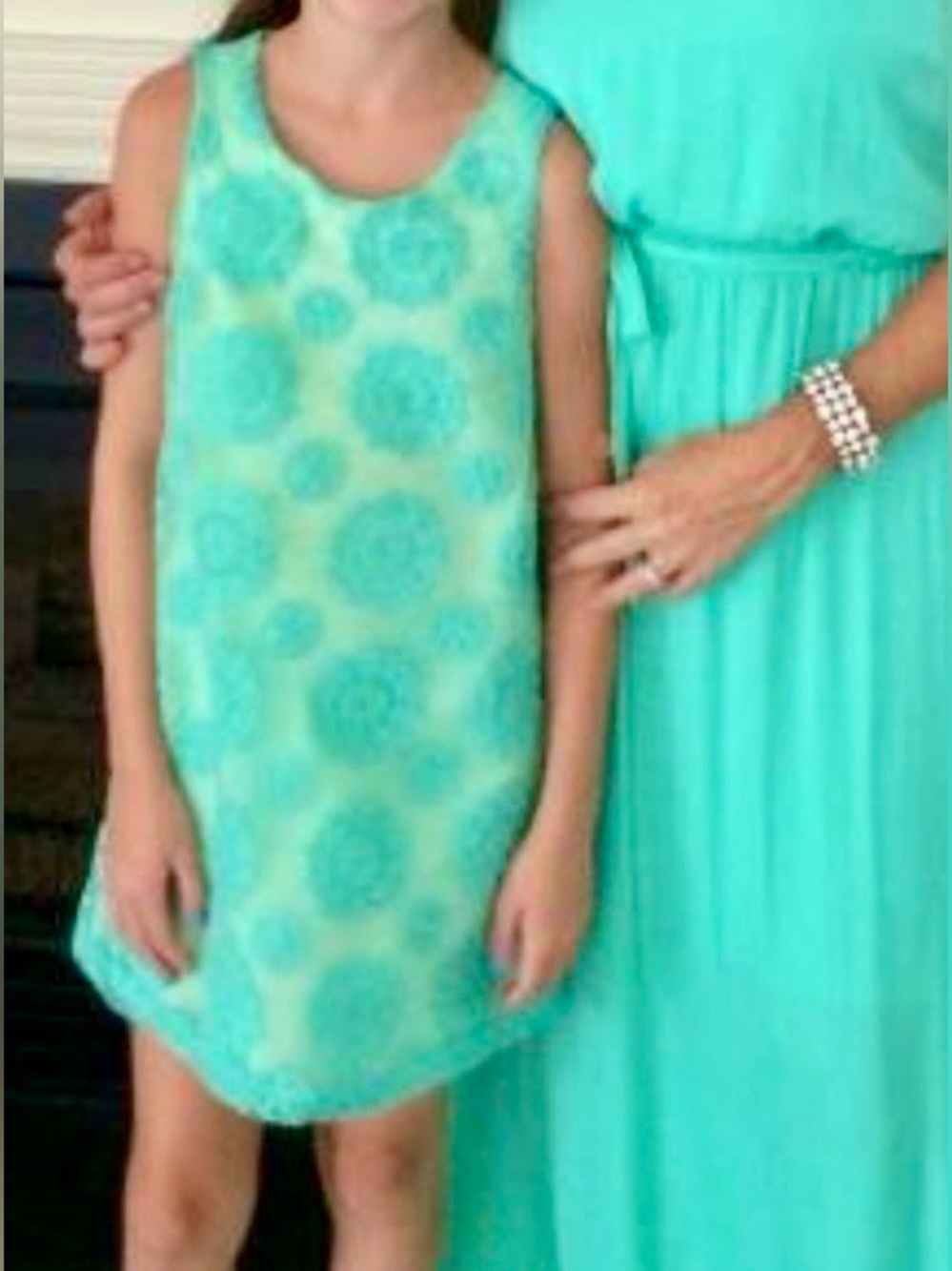 Cherokee Girls Mint-Turquoise Sleeveless Patterned Dress